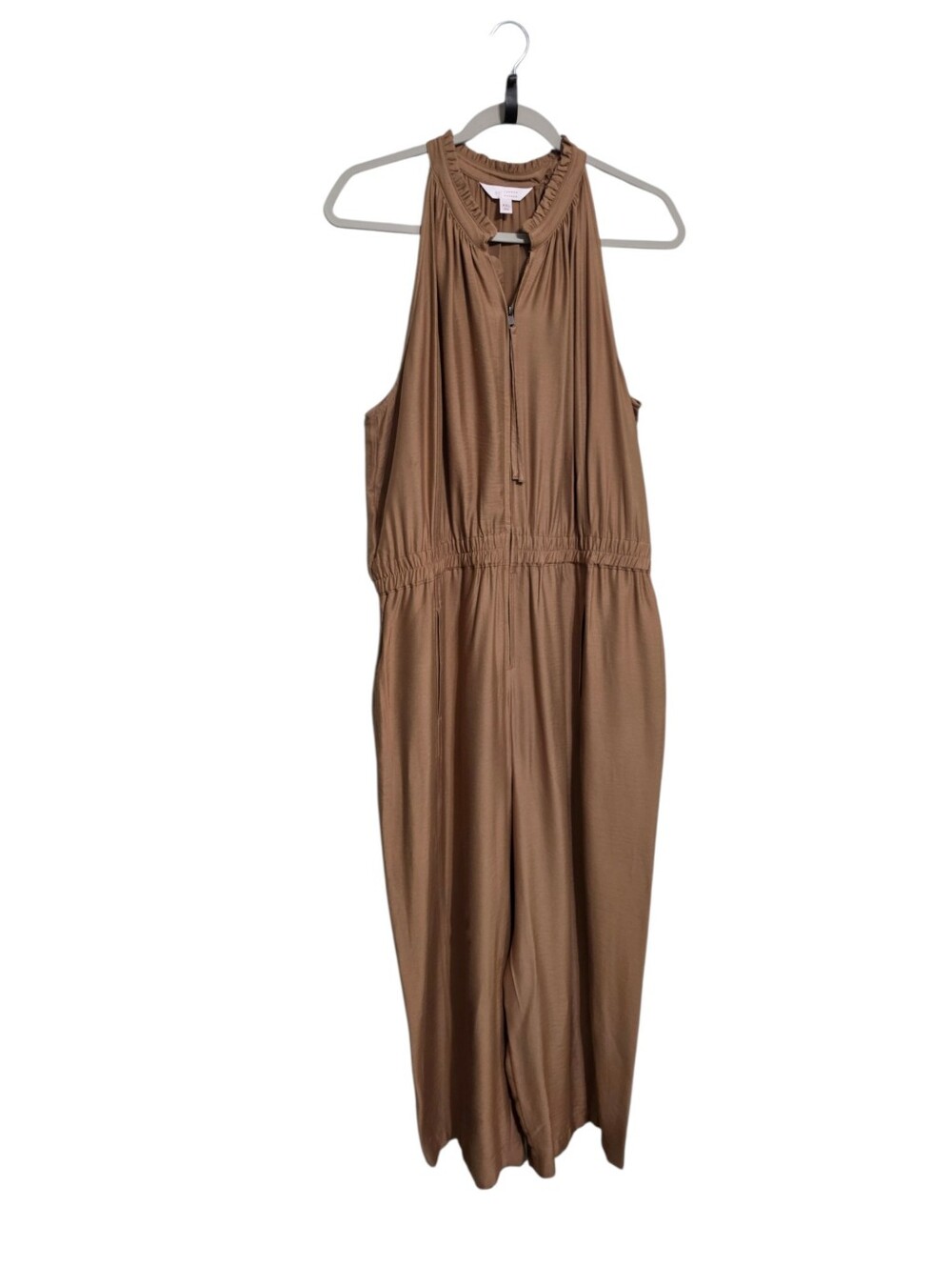 Lc Lauren Conrad Tan Wideleg Sleeveless Wideleg Crop Jumpsuit XXL Work Resort